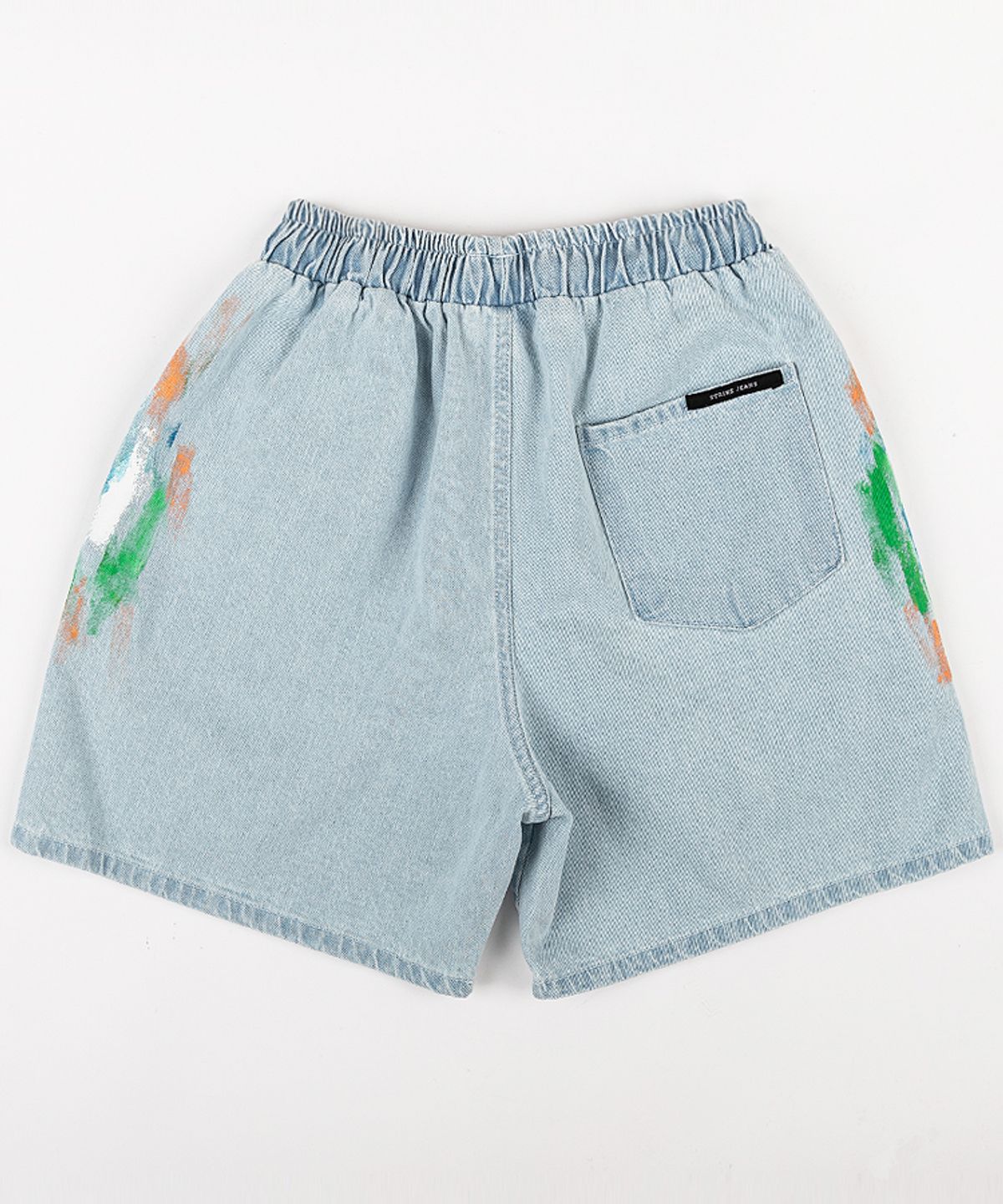 스트라이크(STRIKE) Graffiti Art Wash Waist Banding Denim Shorts (RELAX)