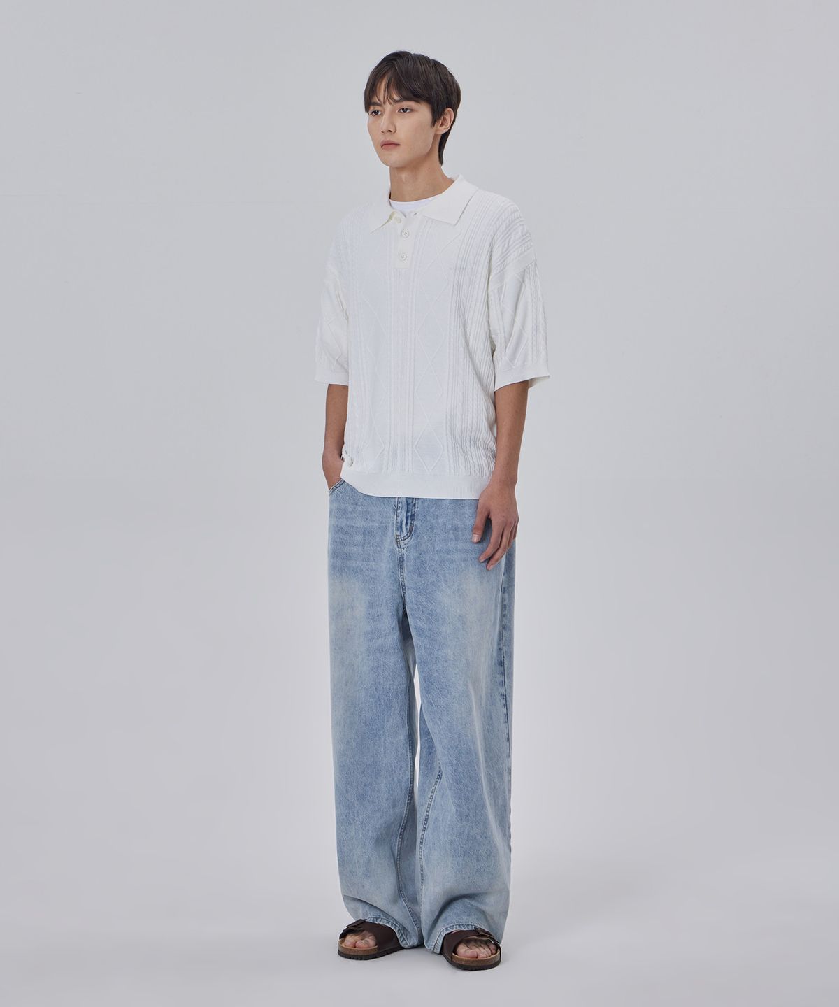 굿라이프웍스(GLW) 이지 와이드 데님 팬츠 나폴리 빈티지 라이트 인디고