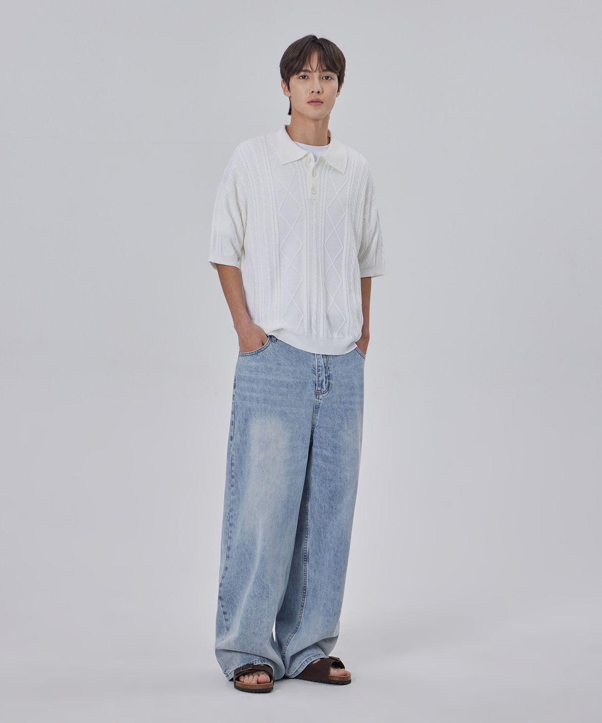 굿라이프웍스(GLW) 이지 와이드 데님 팬츠 나폴리 빈티지 라이트 인디고