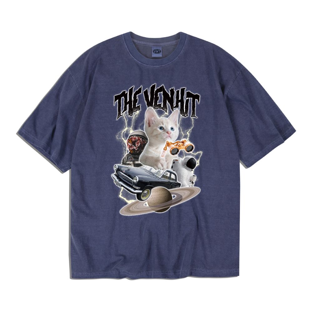 MUSINSA | VENHIT SPACE CAT Pigment Short Sleeve Tee