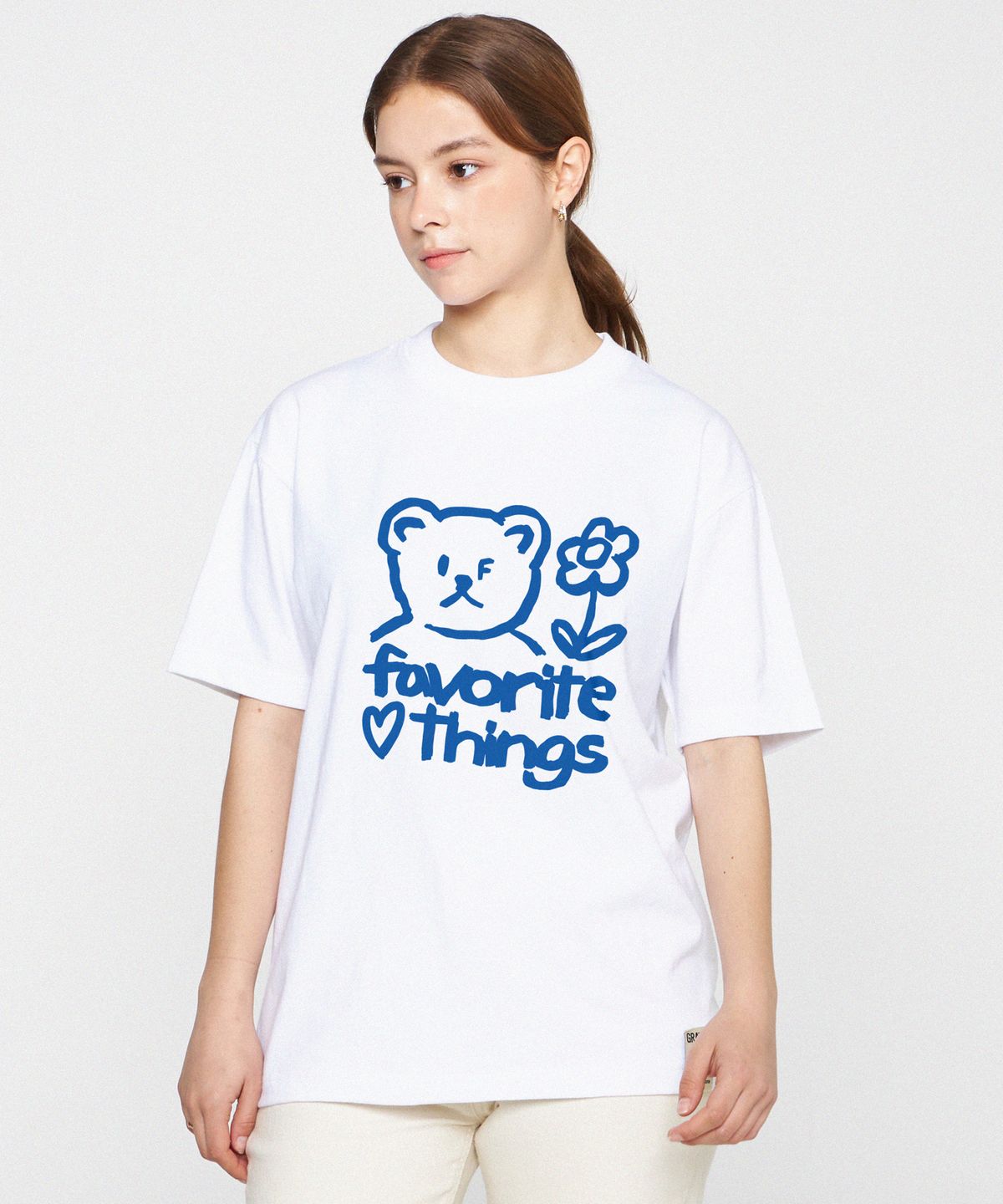 그레이버(GRAVER) [UNISEX]드로잉 FAVORITE THINGS 반팔티_화이트/블루 로고