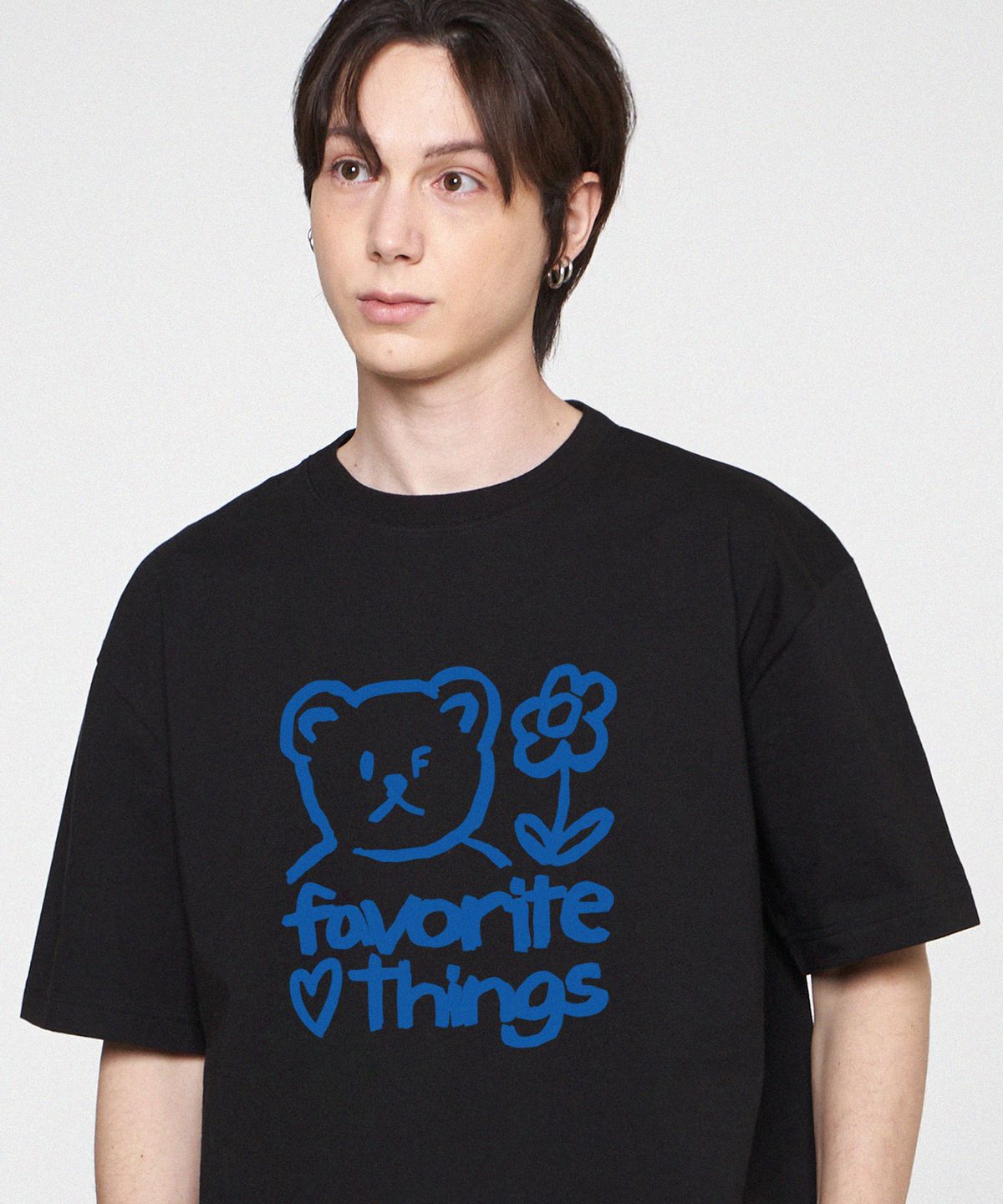 그레이버(GRAVER) [UNISEX]드로잉 FAVORITE THINGS 반팔티_블랙/블루 로고