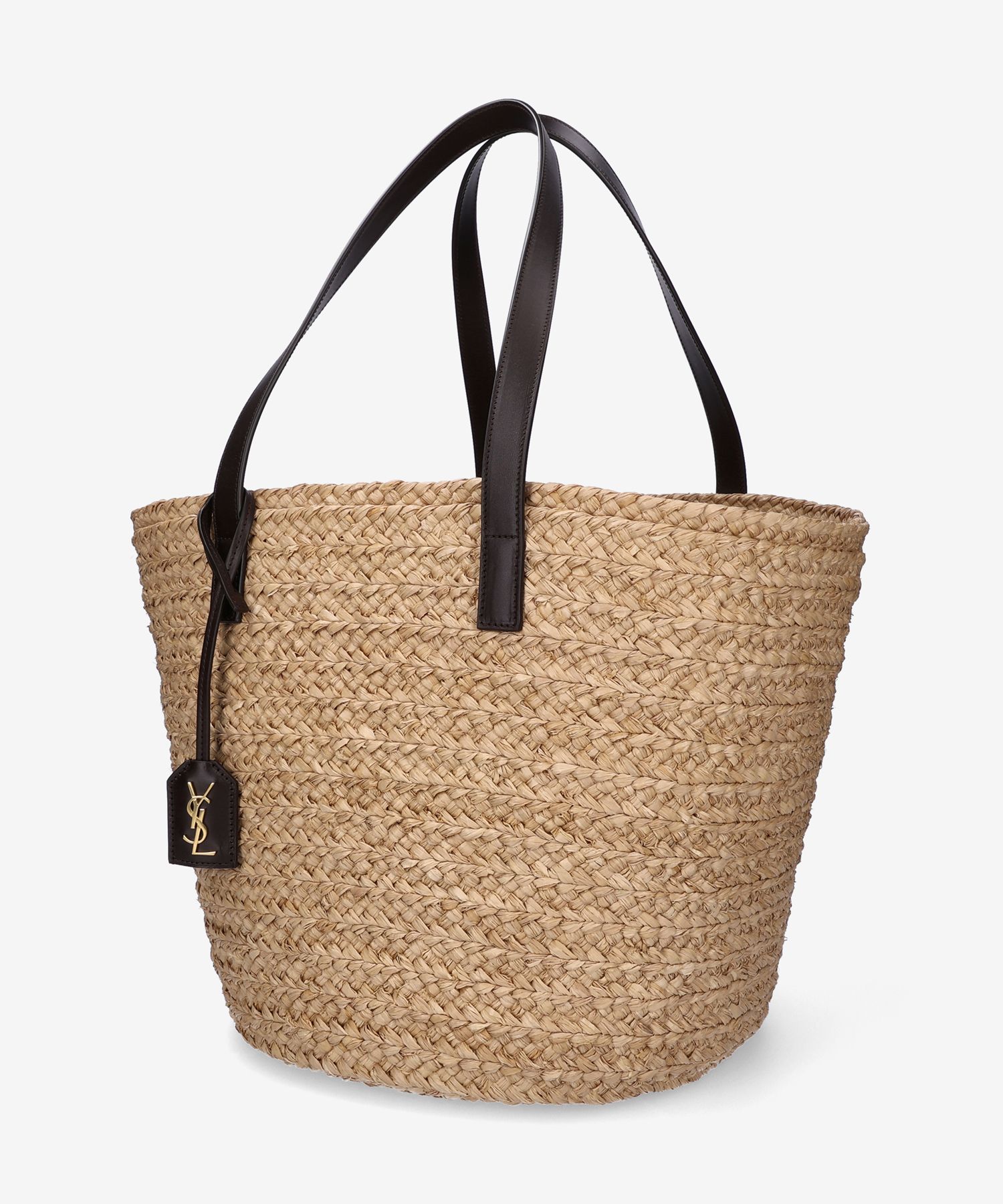 トートバッグ SAINT LAURENT CAPPUCCINO CANVAS PANIER SHOPPING BAG Saint Laurent - Panier raffia tote bag Beige - The Corner
