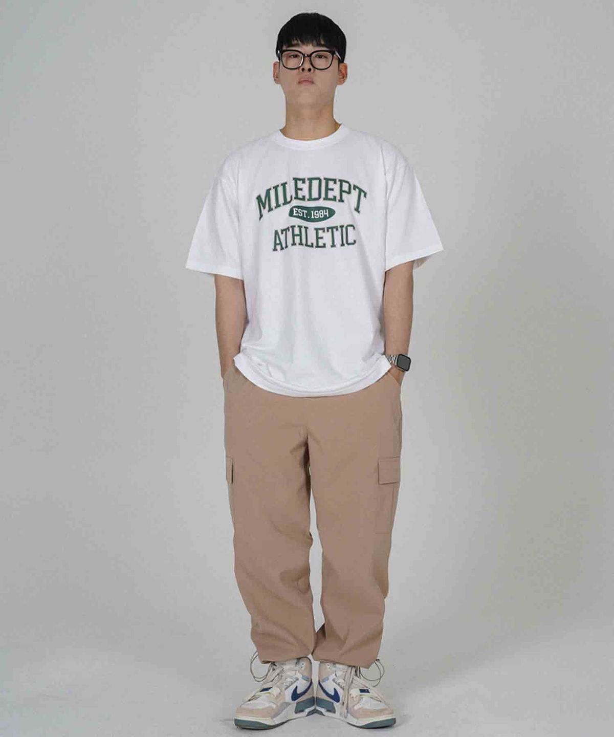 더마일(THEMILE) MILE DEPT. GARMENTS CREW [WHITE/GREEN]