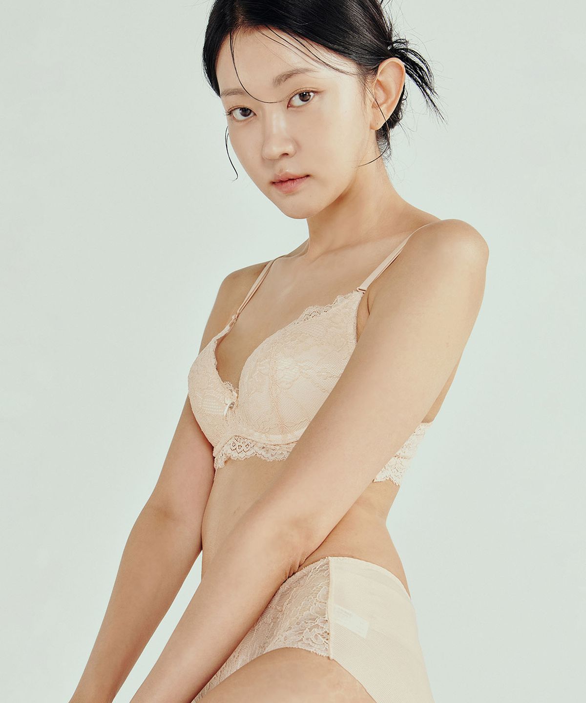 댑(DAB) 더블 볼륨업 글램 레이스 노와이어 브라팬티세트