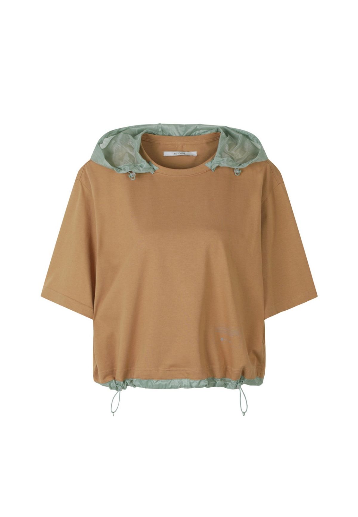 래코드(RECODE) Detachable Hoodie Round Neck Crop T-shirt_RJTAM23705BEX