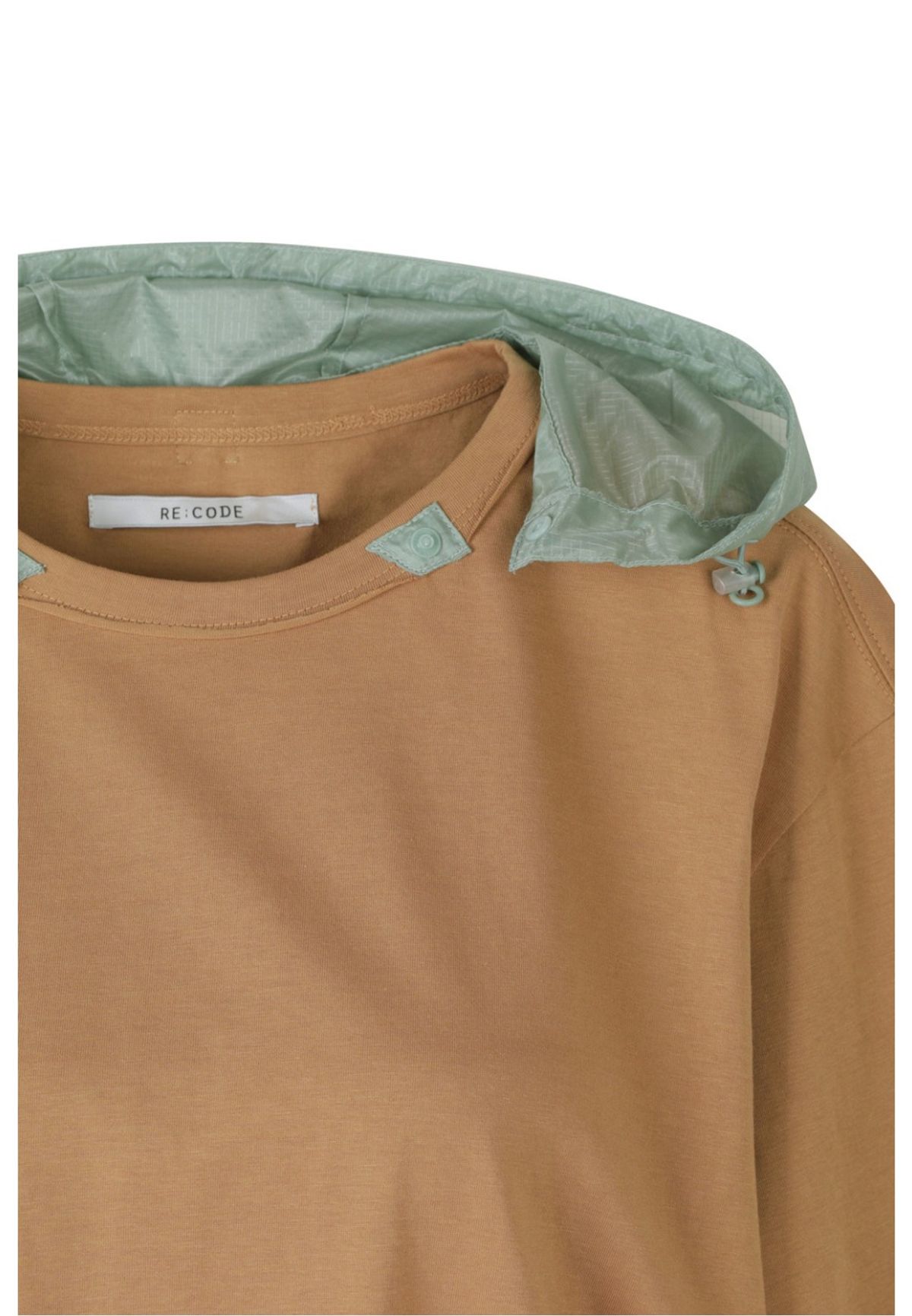 래코드(RECODE) Detachable Hoodie Round Neck Crop T-shirt_RJTAM23705BEX