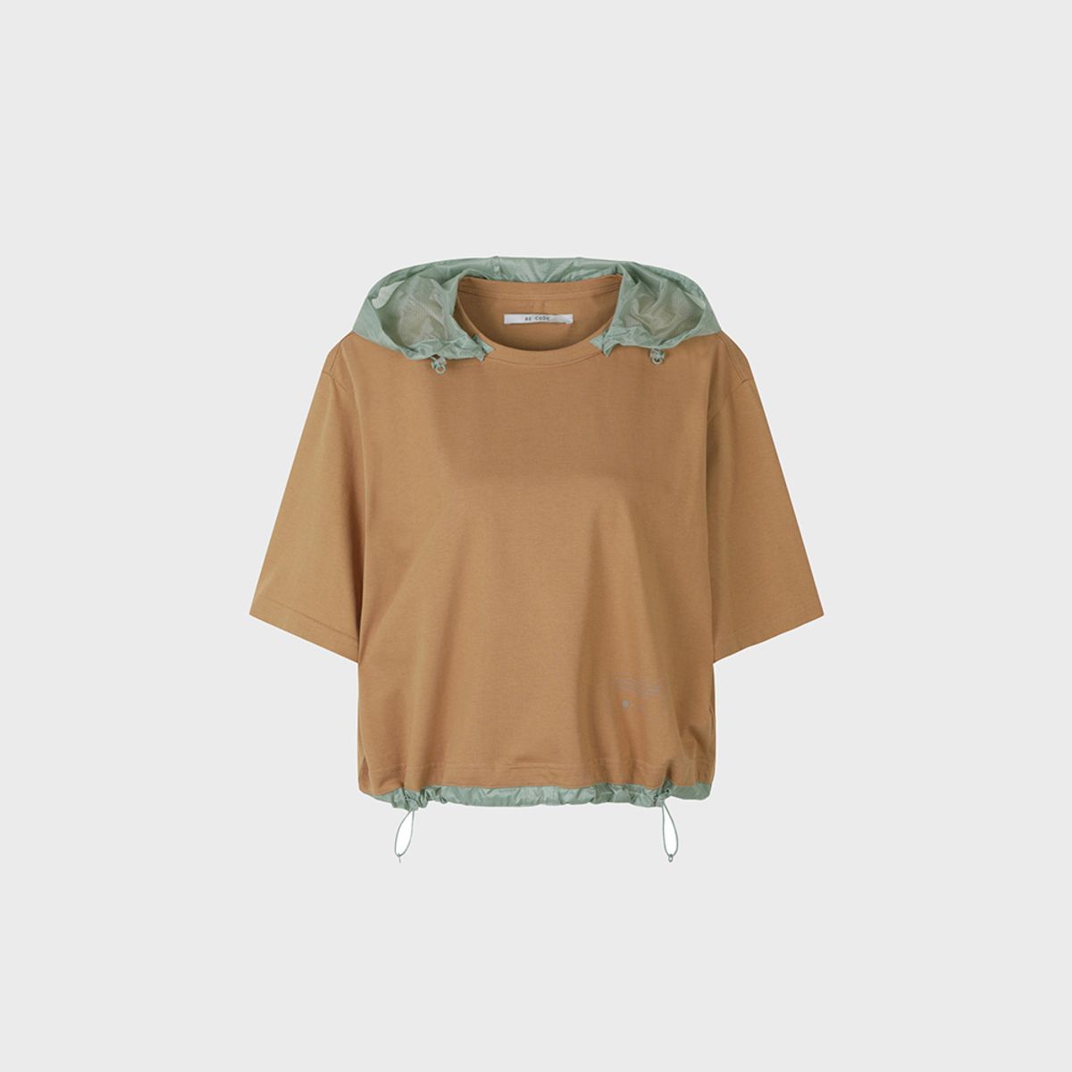 래코드(RECODE) Detachable Hoodie Round Neck Crop T-shirt_RJTAM23705BEX