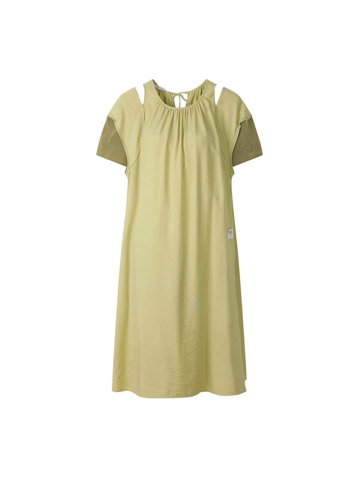 래코드(RECODE) Patchwork Slit Shoulder Dress_RQDAM23591KHX