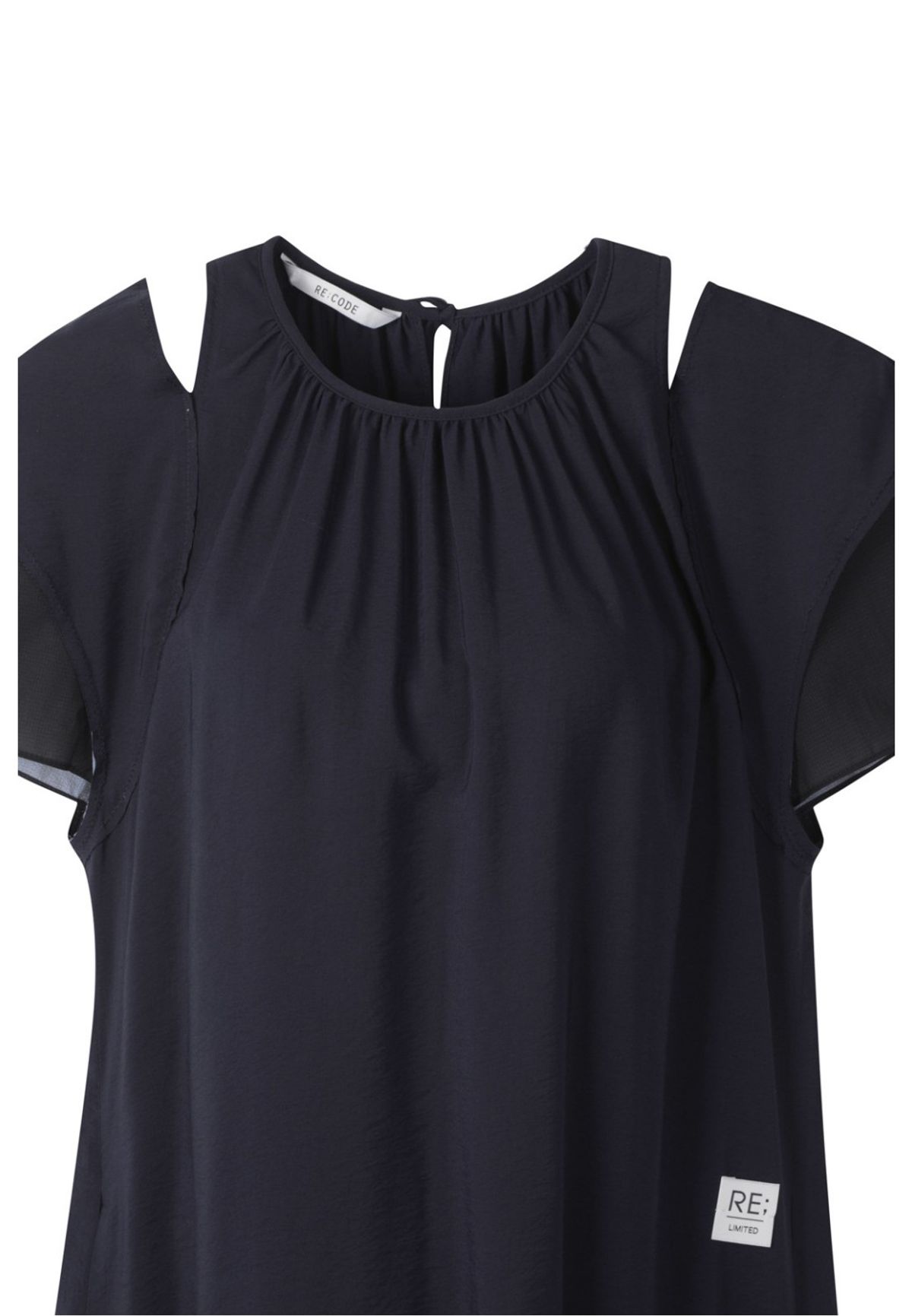 래코드(RECODE) Patchwork Slit Shoulder Dress_RQDAM23591NYX
