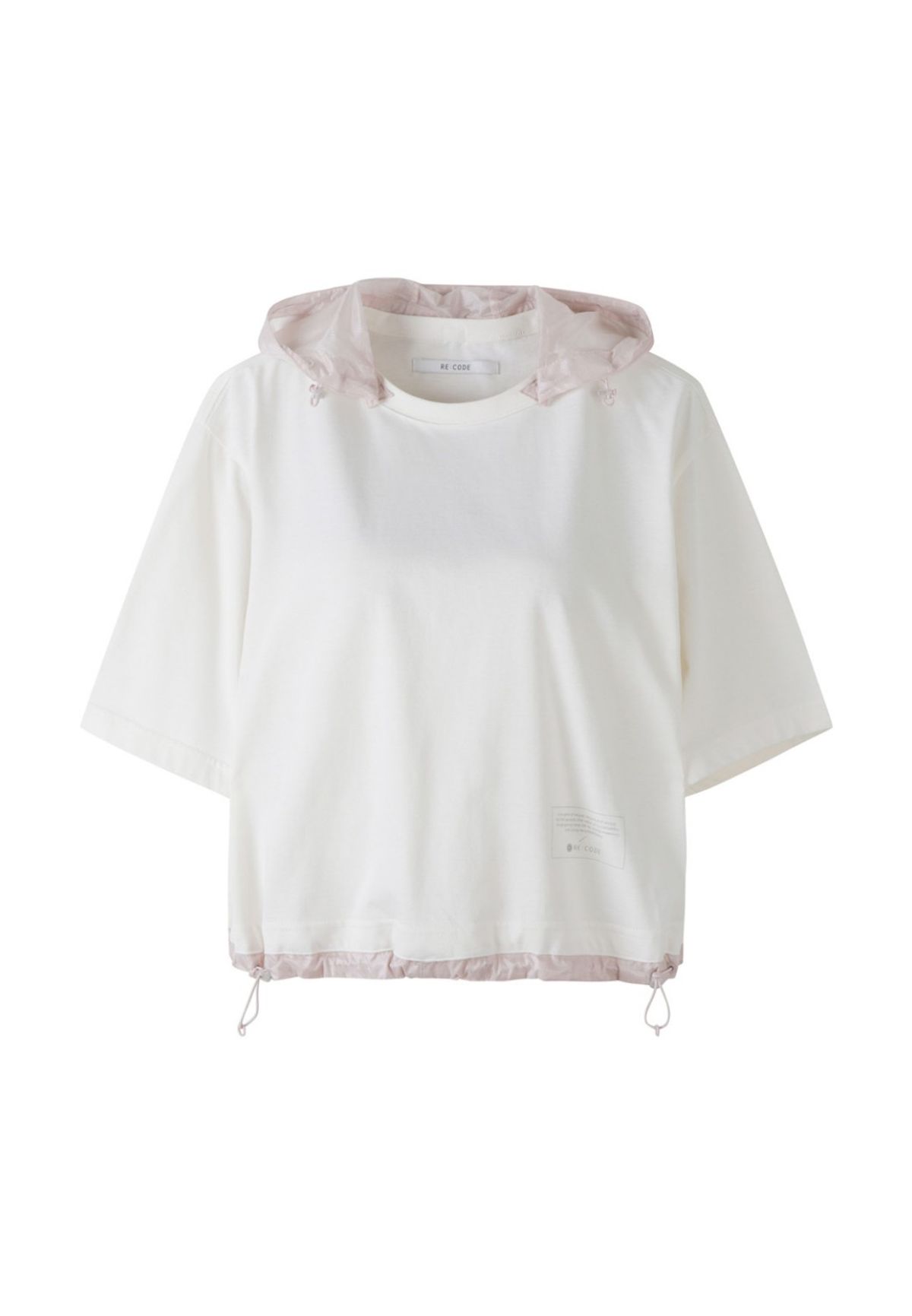 래코드(RECODE) Detachable Hoodie Round Neck Crop T-shirt_RJTAM23705WHX