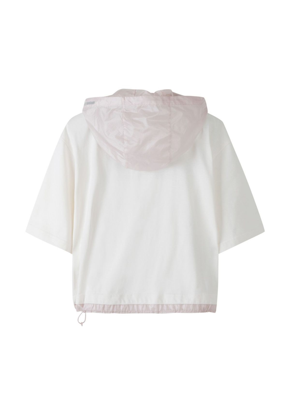 래코드(RECODE) Detachable Hoodie Round Neck Crop T-shirt_RJTAM23705WHX