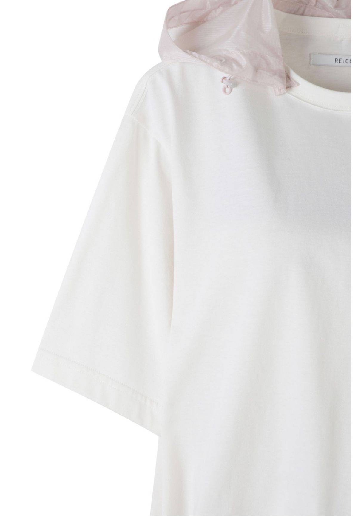 래코드(RECODE) Detachable Hoodie Round Neck Crop T-shirt_RJTAM23705WHX