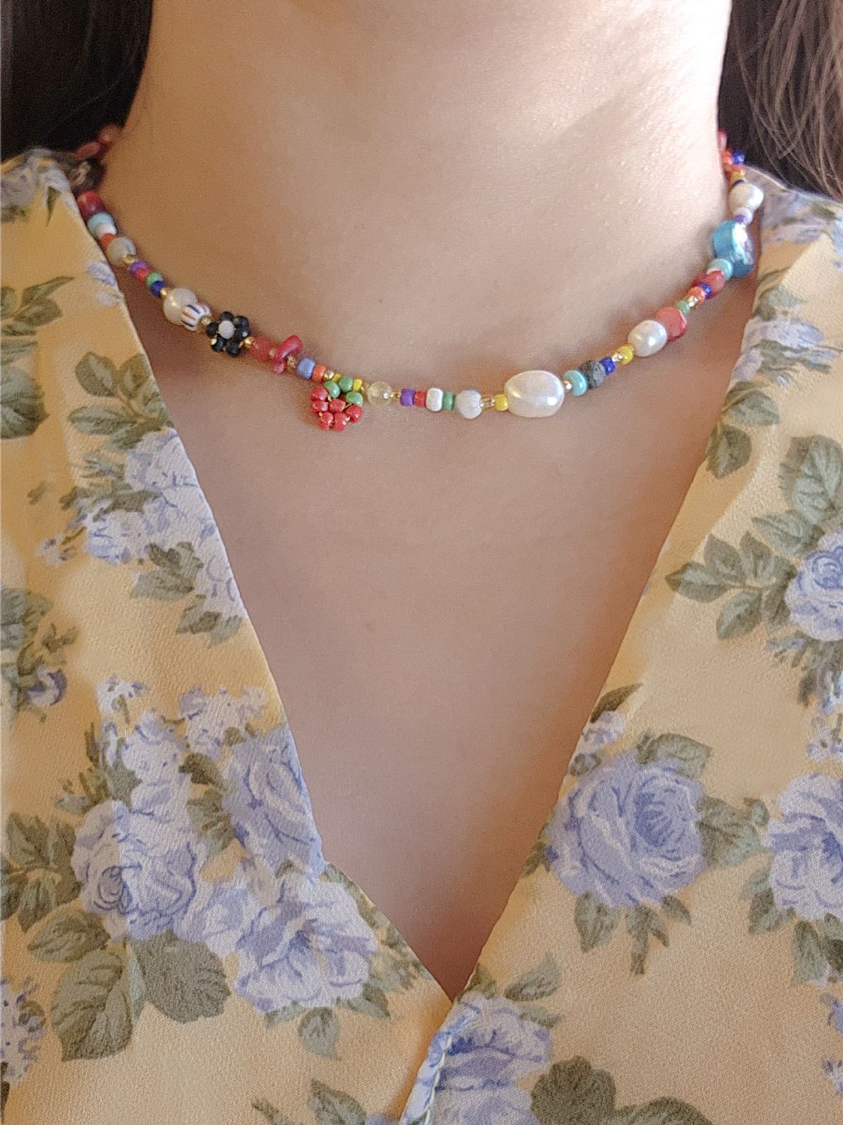 리타모니카(RITA MONICA) Colorful Flower Bead Necklace