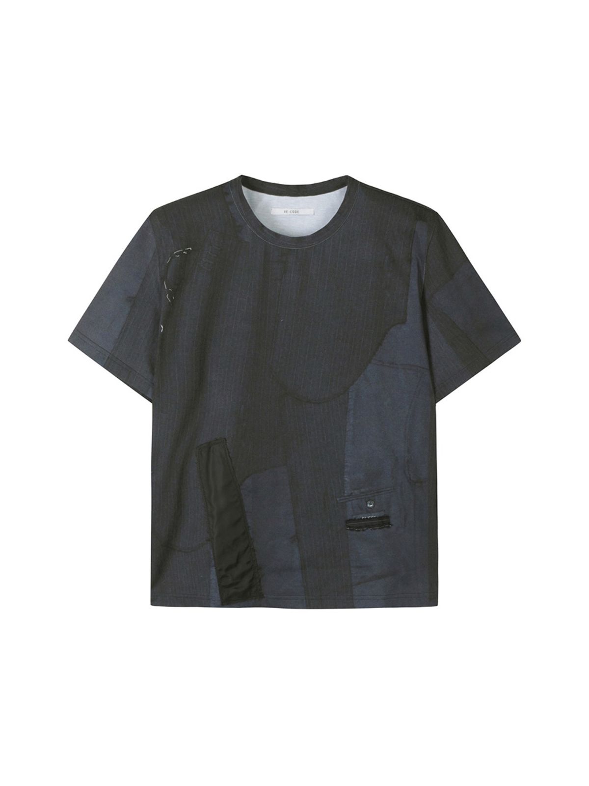 래코드(RECODE) Fabric Puzzle Printing T-shirts_RJTAM23708BKX