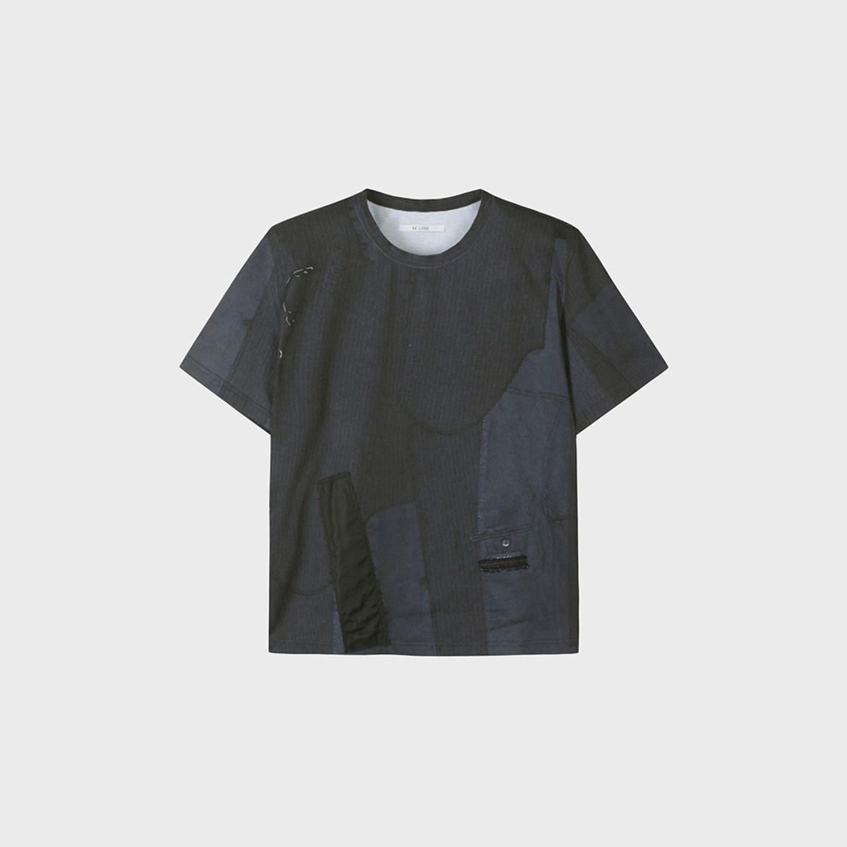 래코드(RECODE) Fabric Puzzle Printing T-shirts_RJTAM23708BKX