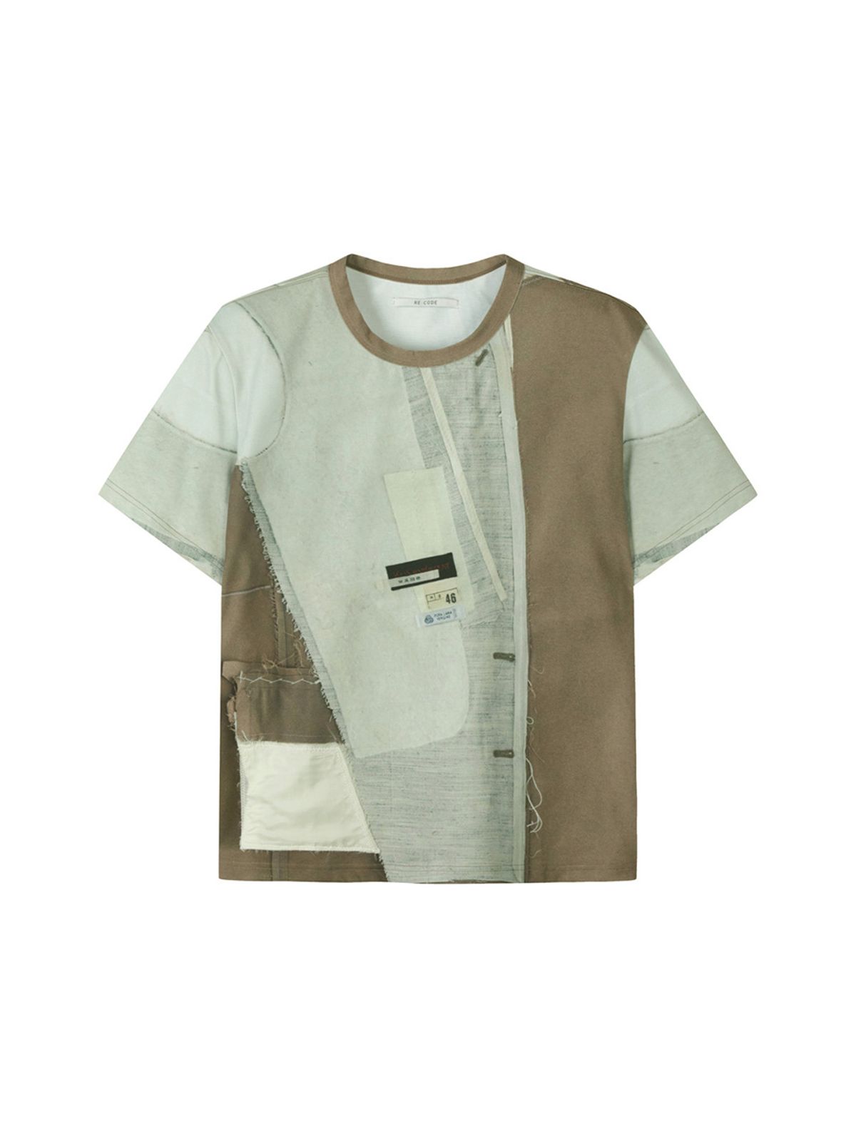 래코드(RECODE) Fabric Puzzle Printing T-shirts_RJTAM23708BEX