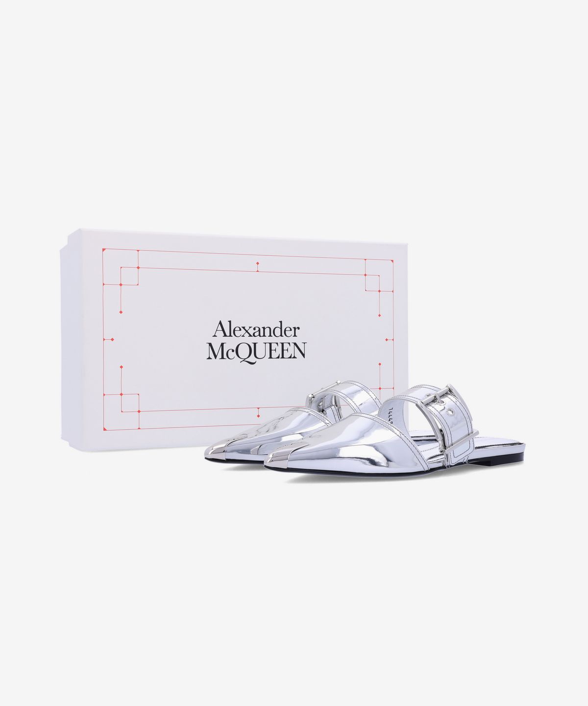 알렉산더 맥퀸(ALEXANDER McQUEEN) 펑크 버클 스트랩 뮬 - 실버 / 744490W4WG18100