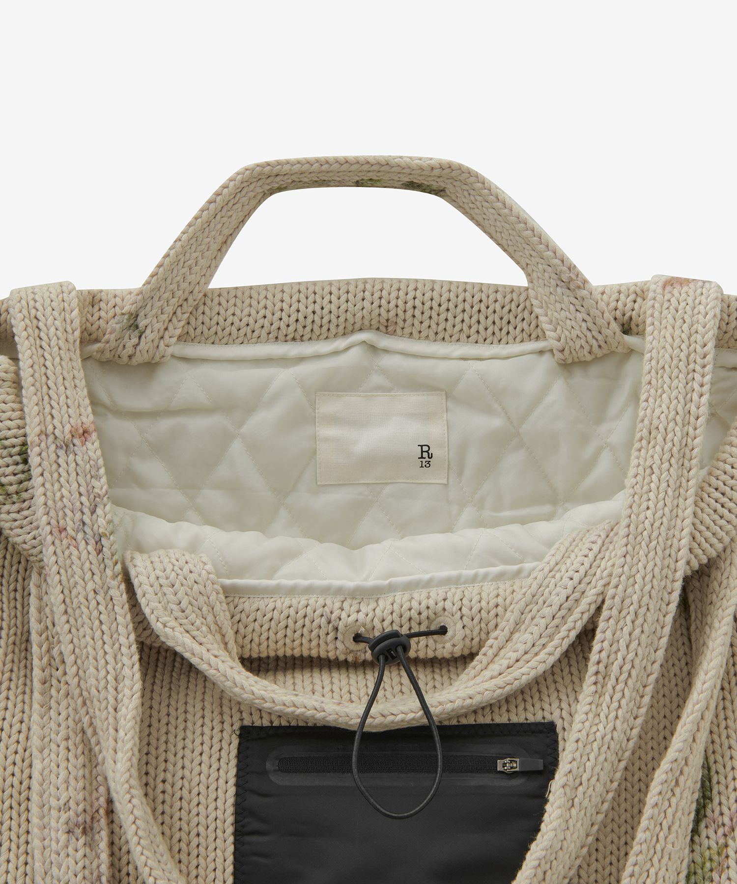 ★R13★ Floral Print Knit Tote Bag Beige R13WA048A053 R13WA0 MUSINSA | R13 Floral Printed Knit Tote Bag - Beige