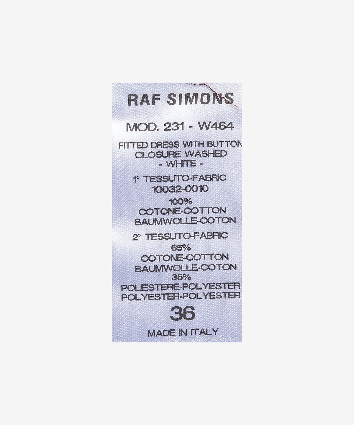 라프시몬스(RAF SIMONS) 백 버튼 핏 원피스 - 화이트 / 231W4640010