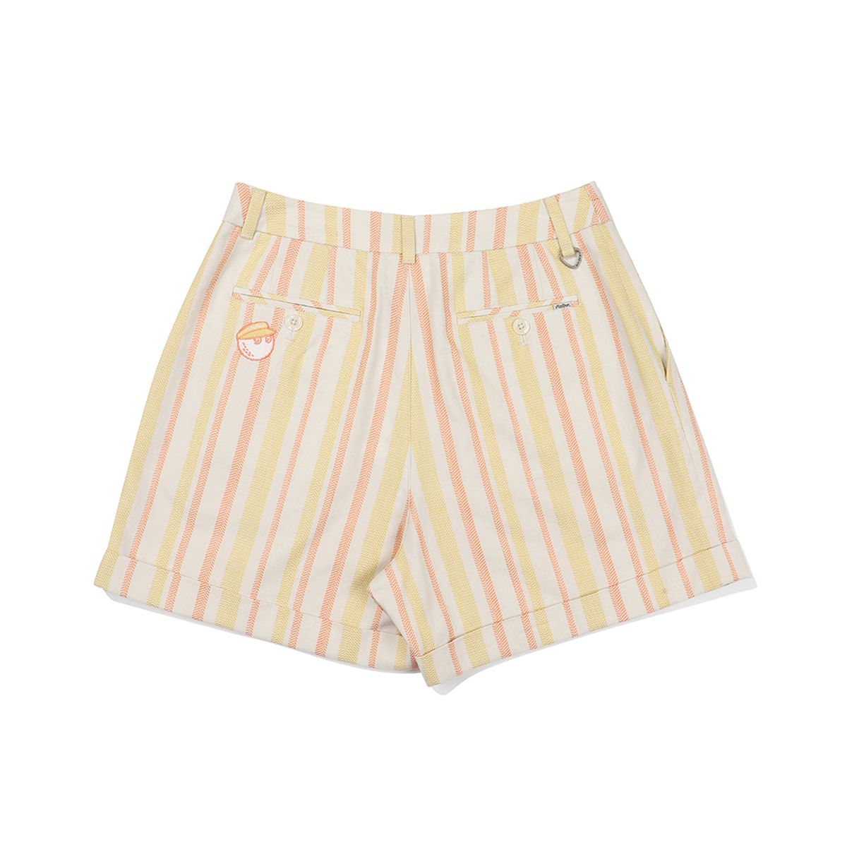 말본 골프(MALBON GOLF) 스트랩 스트라이프 숏팬츠 YELLOW (WOMAN)