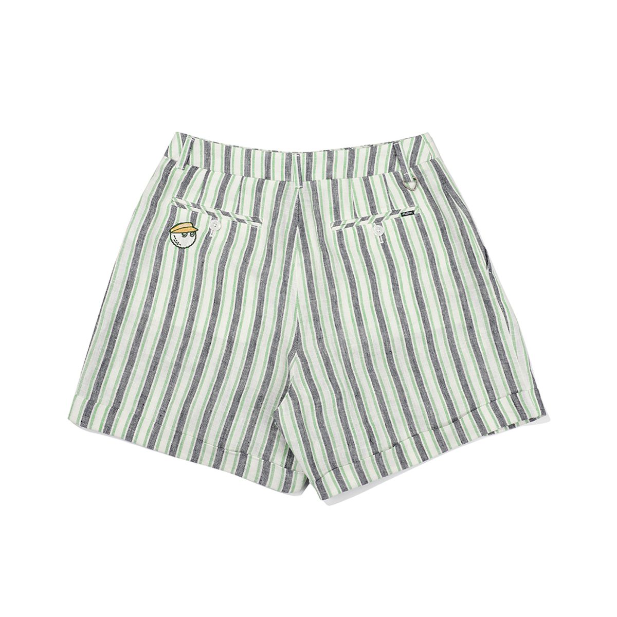 말본 골프(MALBON GOLF) 스트랩 스트라이프 숏팬츠 GREEN (WOMAN)