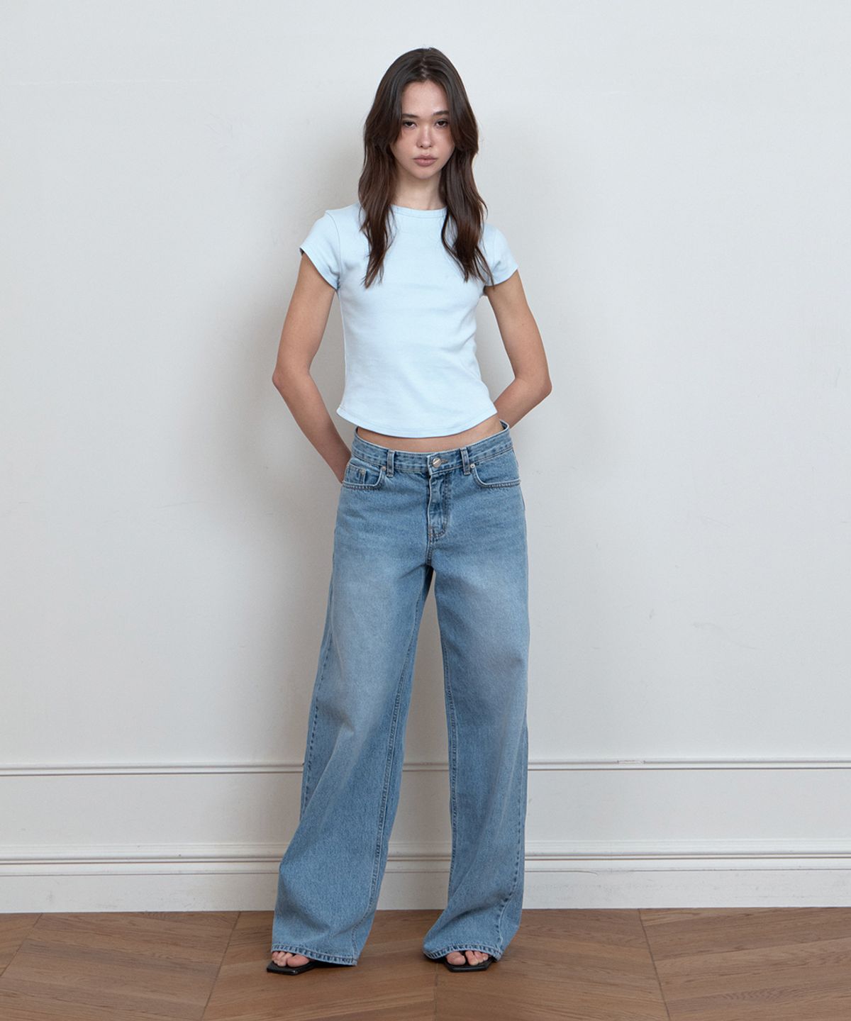 큐리티(CURETTY) C 90S LINE BASIC T-SHIRT_LIGHT BLUE