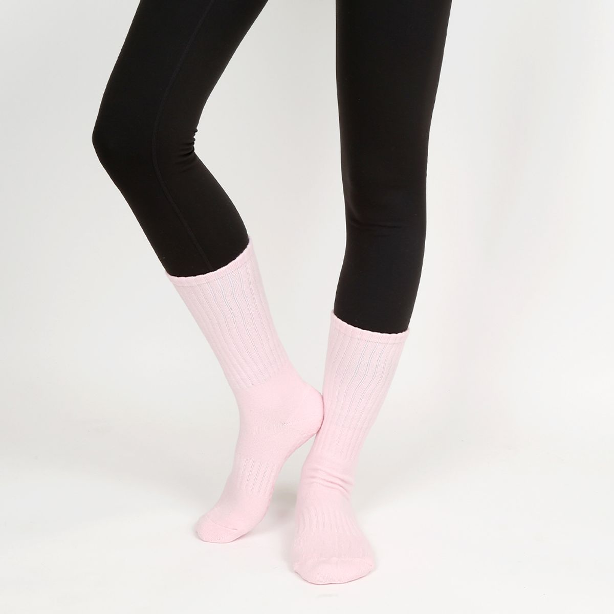 삭스에이(SOCKSA) [2켤레] 에브리 논슬립 파트쿠션 156N 무지 크루 필라테스 긴 양말 7색상
