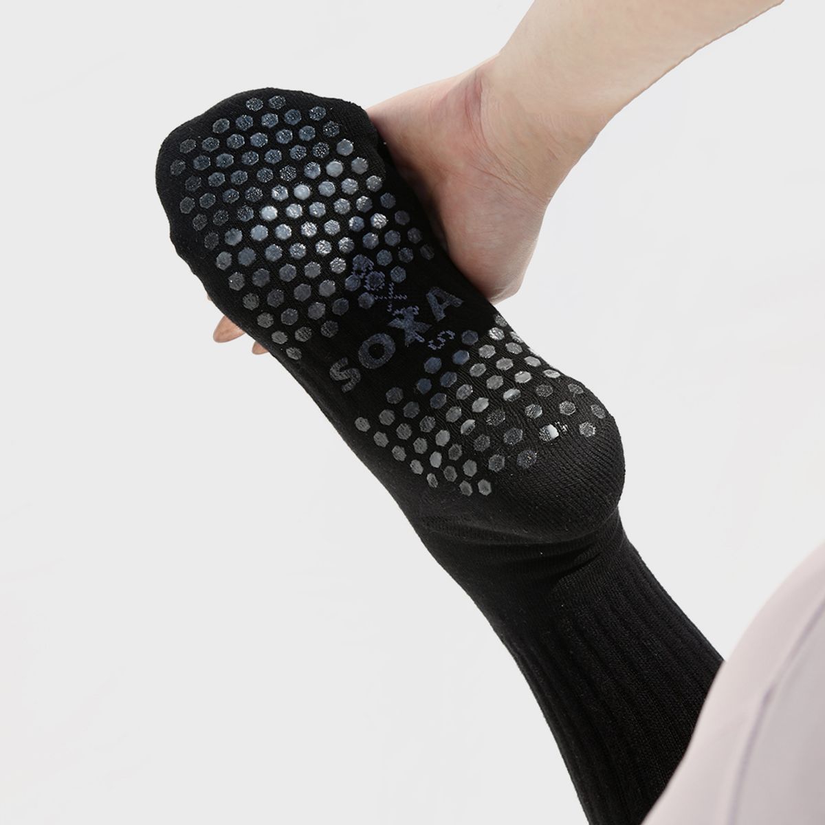 삭스에이(SOCKSA) [2켤레] 에브리 논슬립 파트쿠션 156N 무지 크루 필라테스 긴 양말 7색상