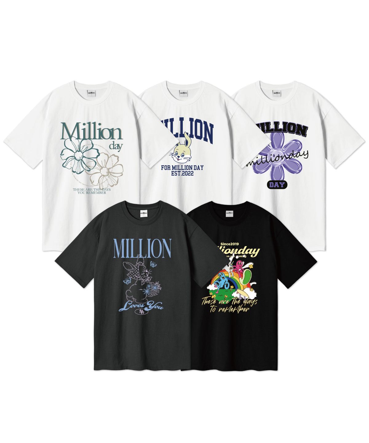 밀리언데이(MILLION DAY) Million Best Graphic over T-shirts 2 pack