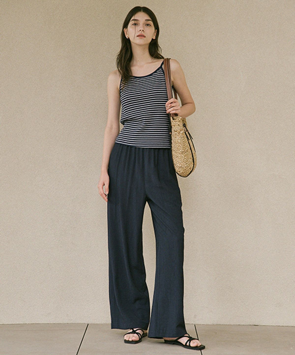 링서울(LINGSEOUL) pleats banded pants-navy