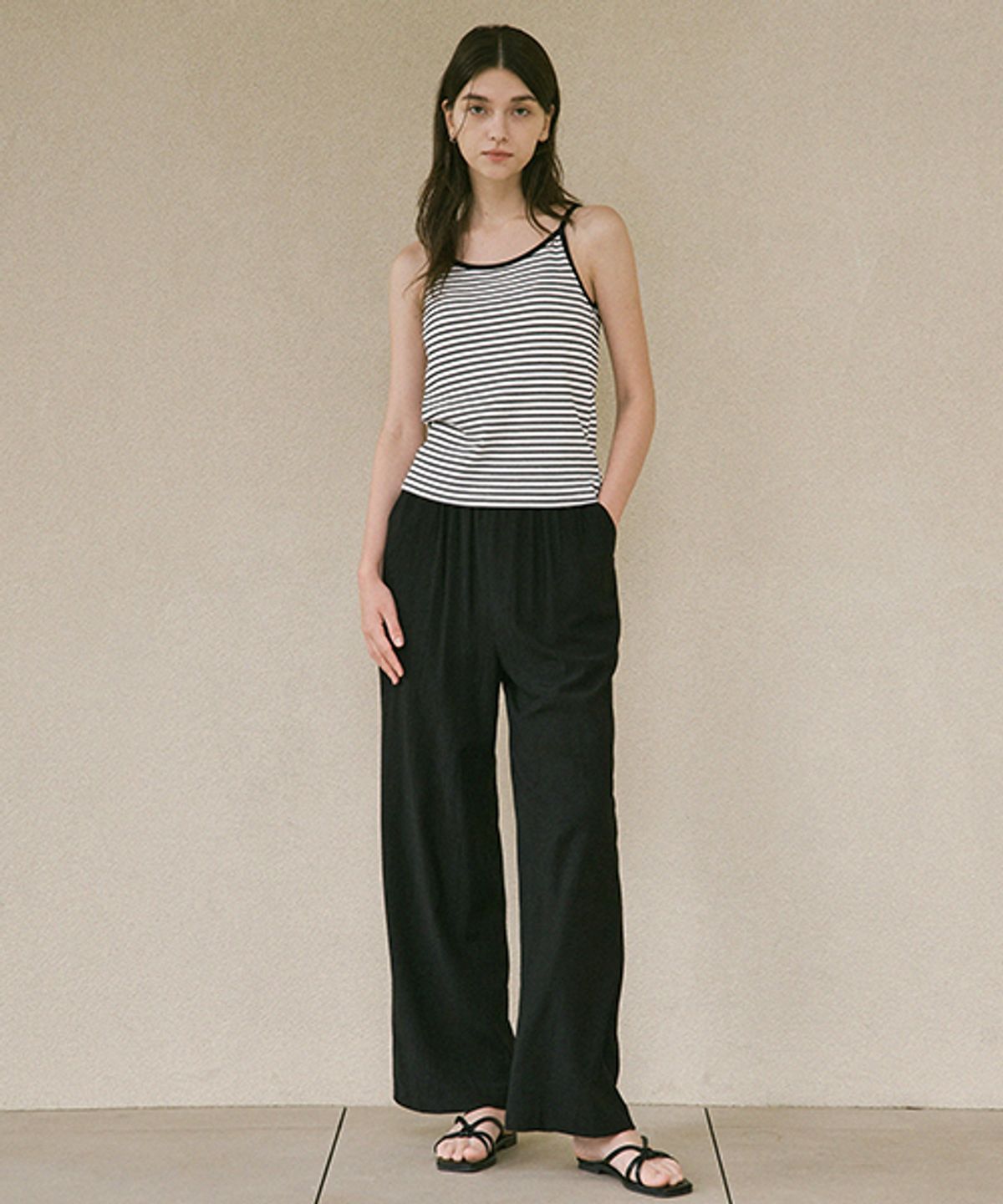 링서울(LINGSEOUL) pleats banded pants-black