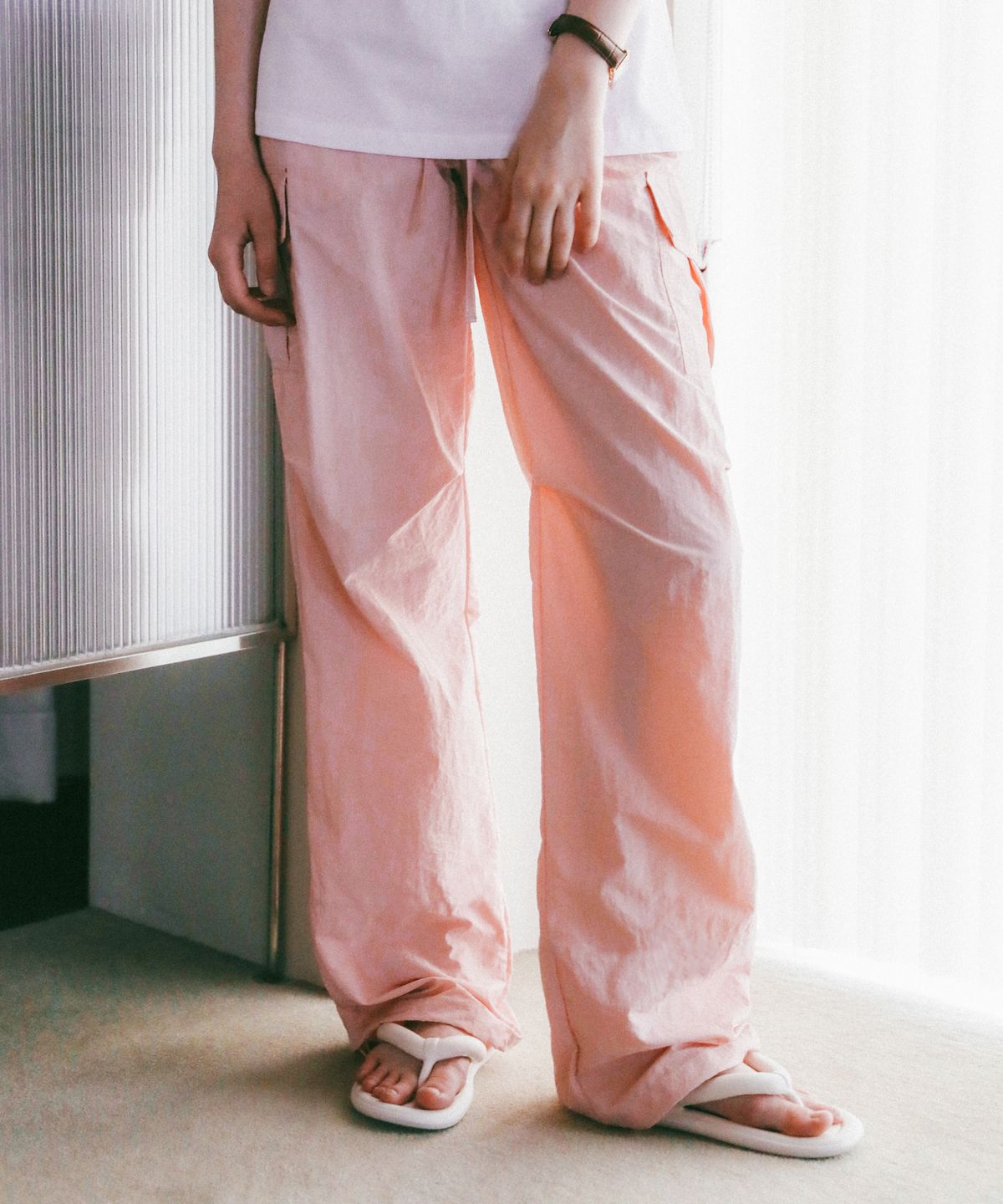 로시로우(LOSSYROW) String Cargo Sharing Jogger Pants pink