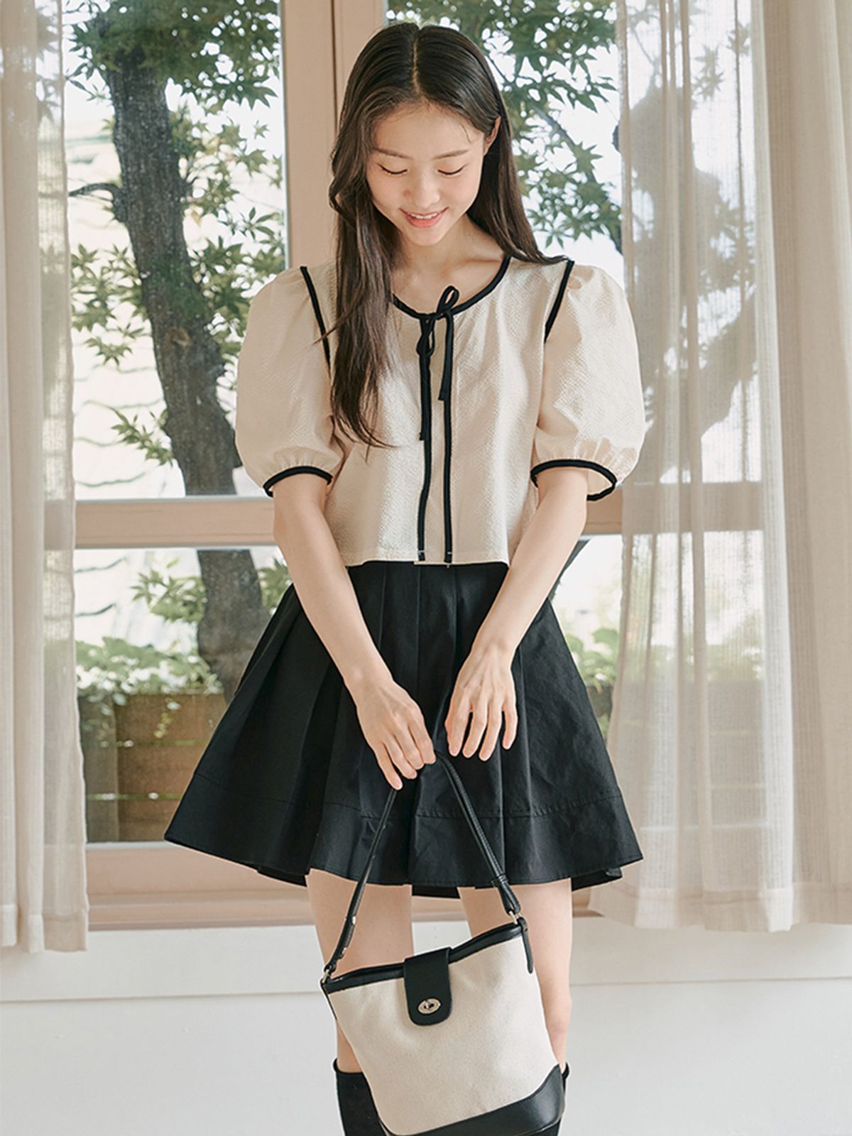 아노에틱(ANOETIC) HALF PLEATS SKIRT_2COLOR