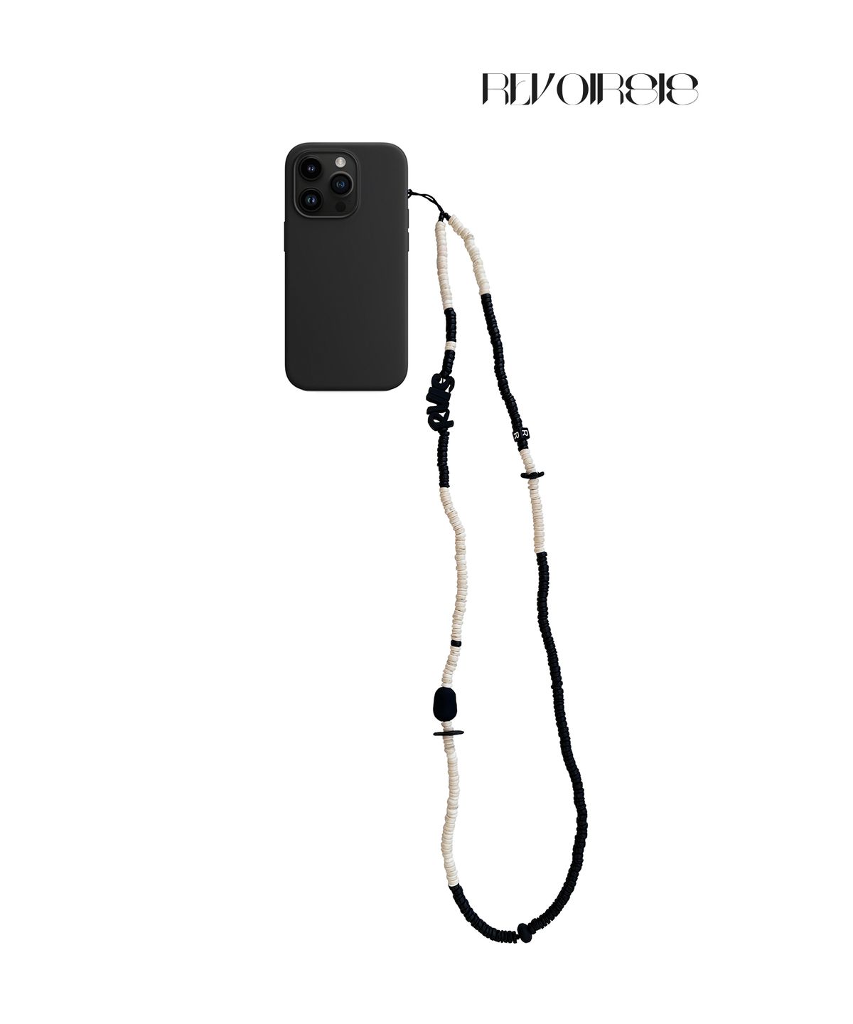 르브아시스(REVOIRSIS) nature beads crossbody phone strap cream mix