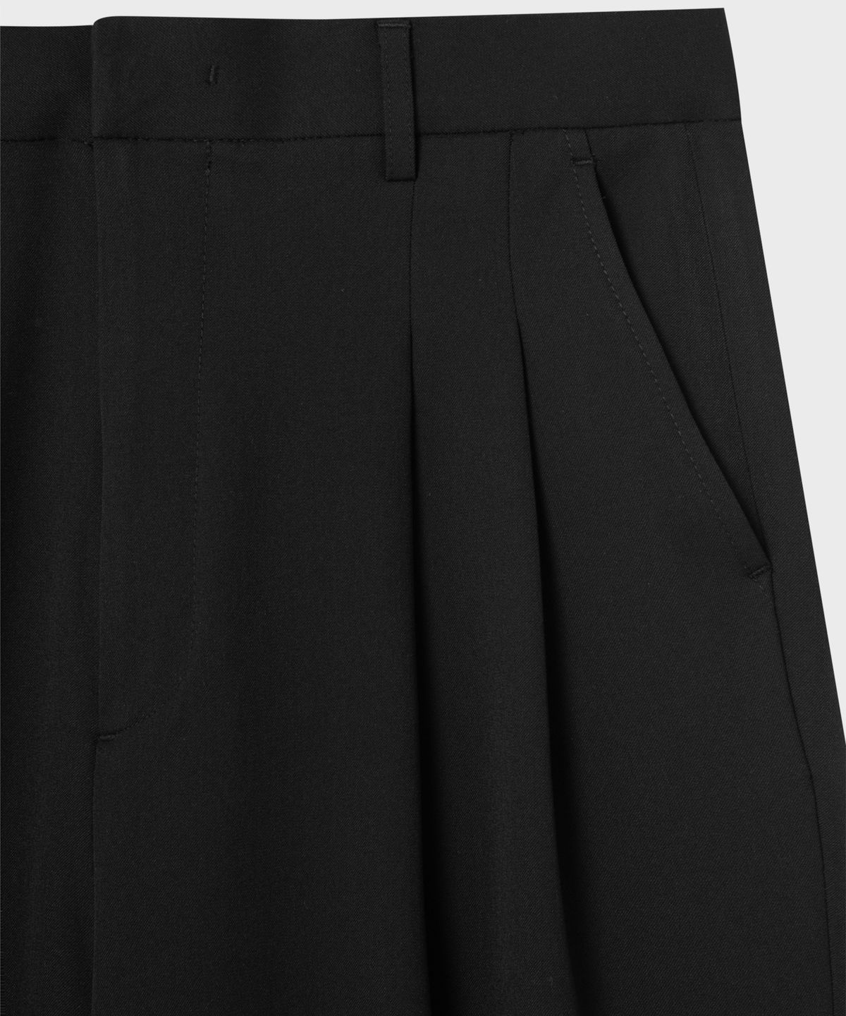 넌블랭크(NONBLANK) 더블 핀턱 와이드 슬랙스_BLACK
