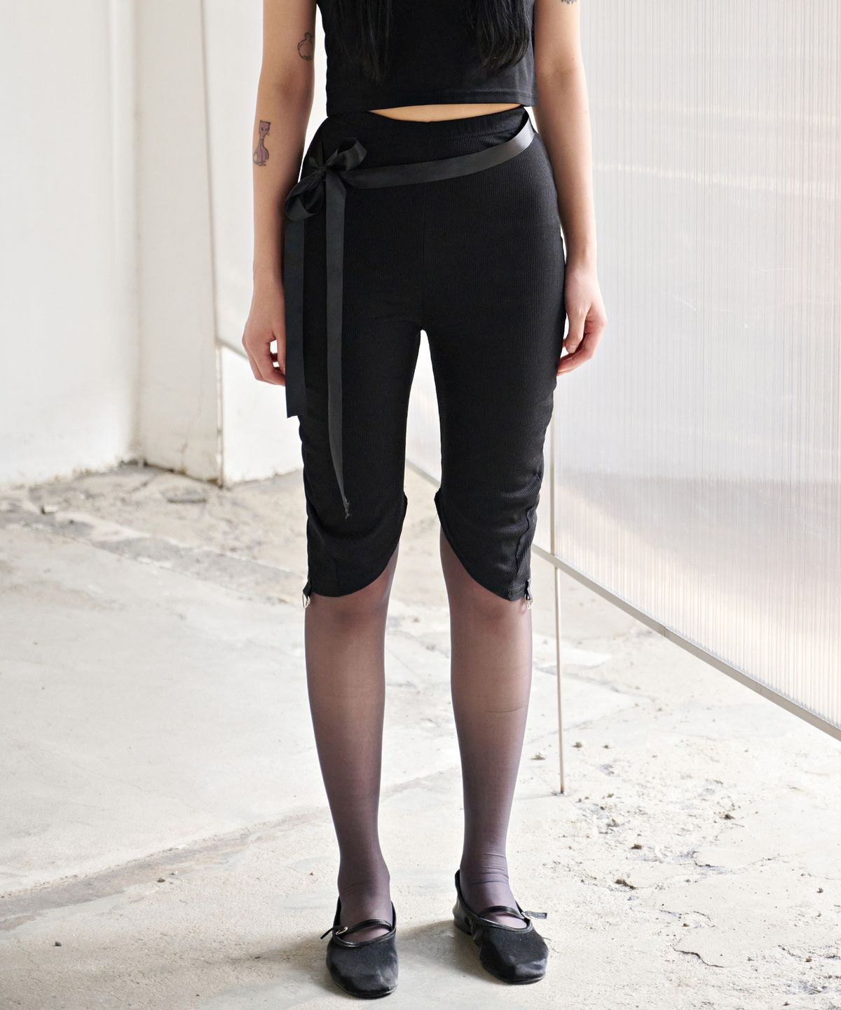 피스메이커(PIECE MAKER) TS NYLON APRON BIKE SHORTS (BLACK)
