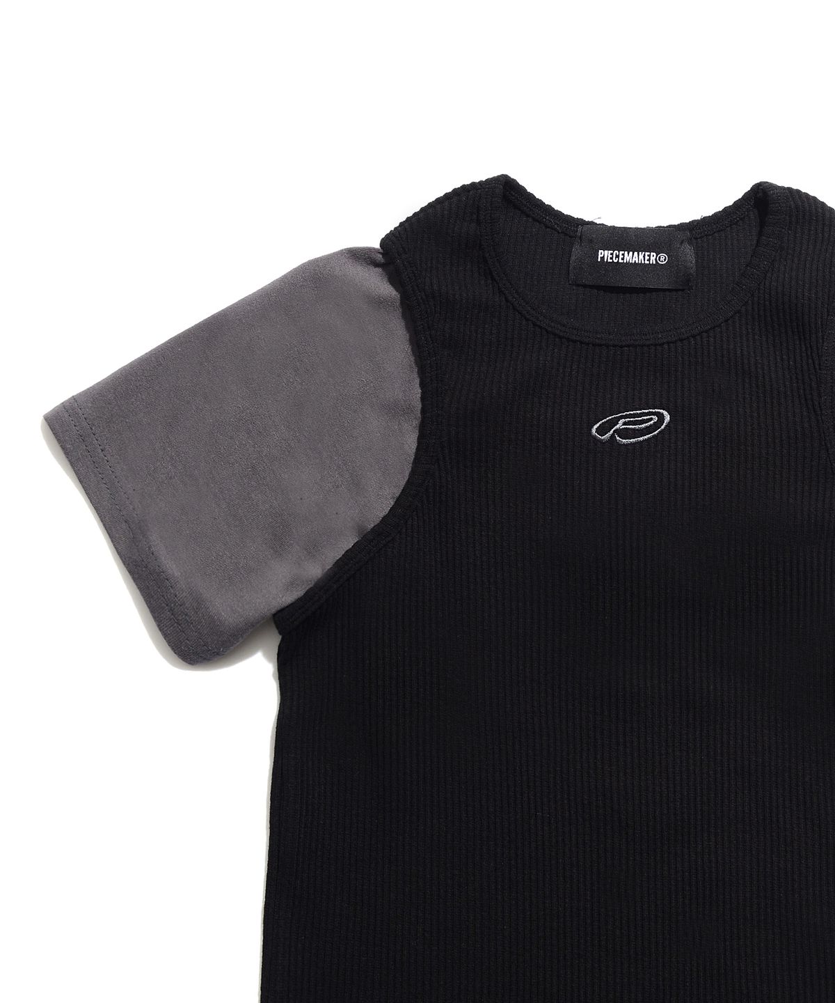 피스메이커(PIECE MAKER) TS KNIT SLEEVELESS LAYERED TEE (BLACK)