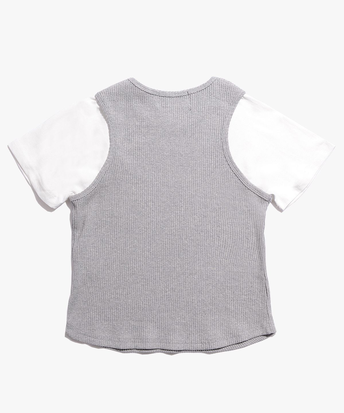 피스메이커(PIECE MAKER) TS KNIT SLEEVELESS LAYERED TEE (GREY)