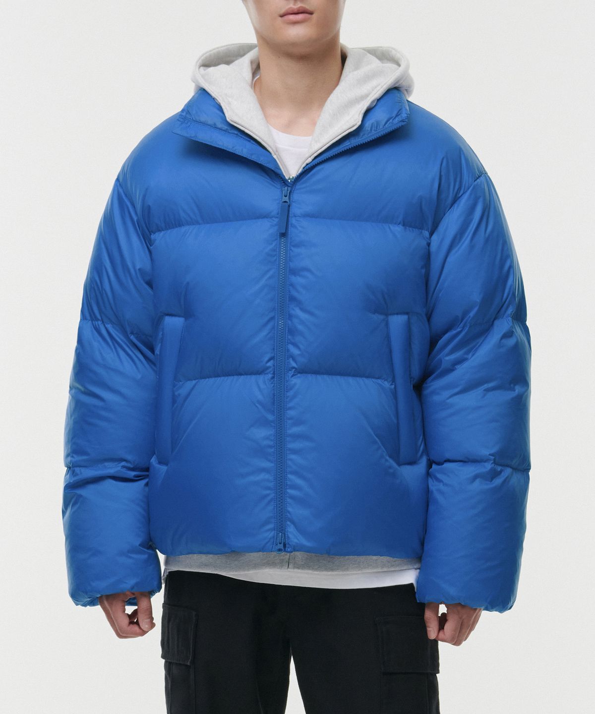 무신사 스탠다드(MUSINSA STANDARD) 립스탑 다운 푸퍼 숏 패딩 재킷 [블루]