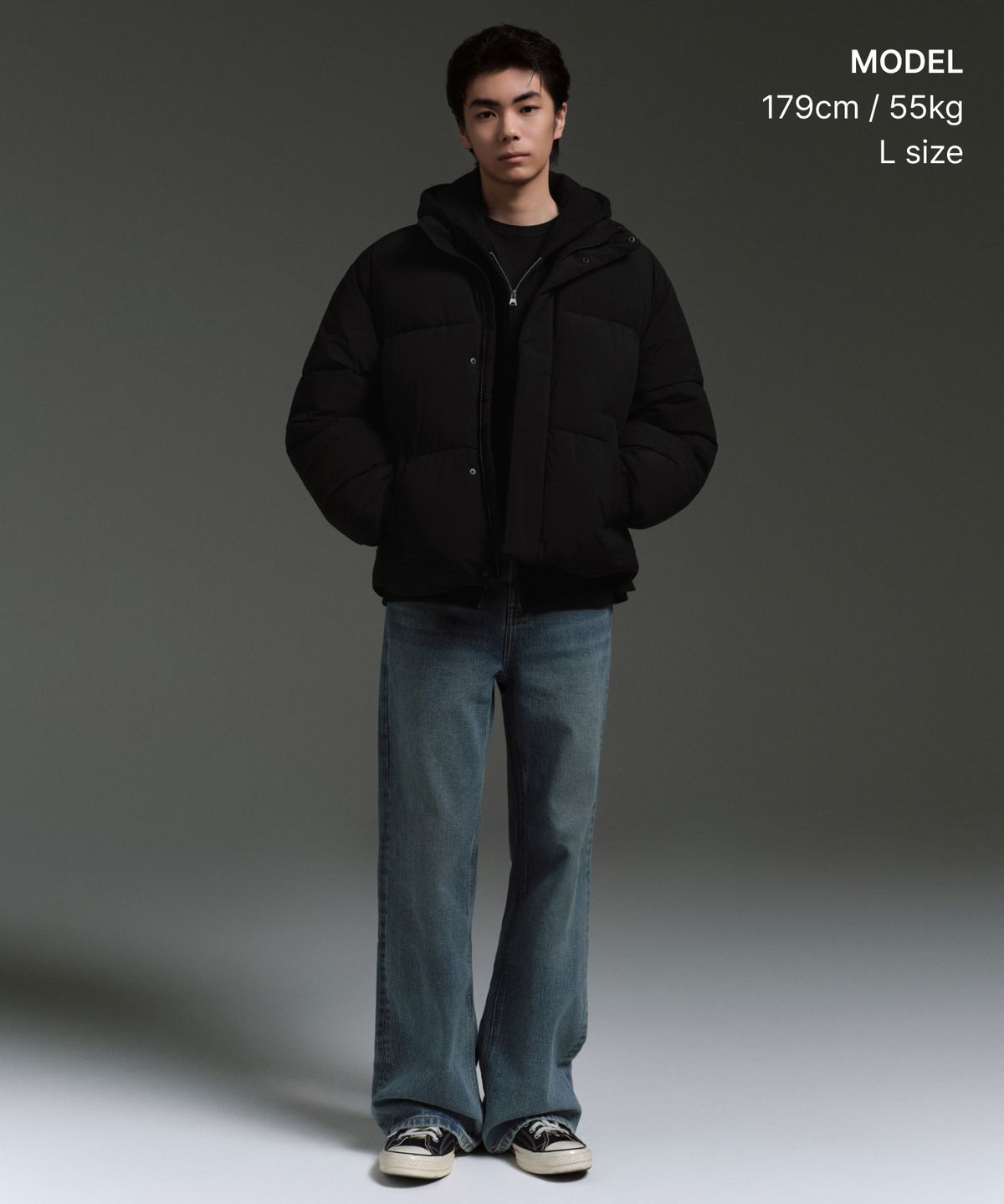무신사 스탠다드(MUSINSA STANDARD) 데일리 푸퍼 숏 패딩 재킷 [블랙]