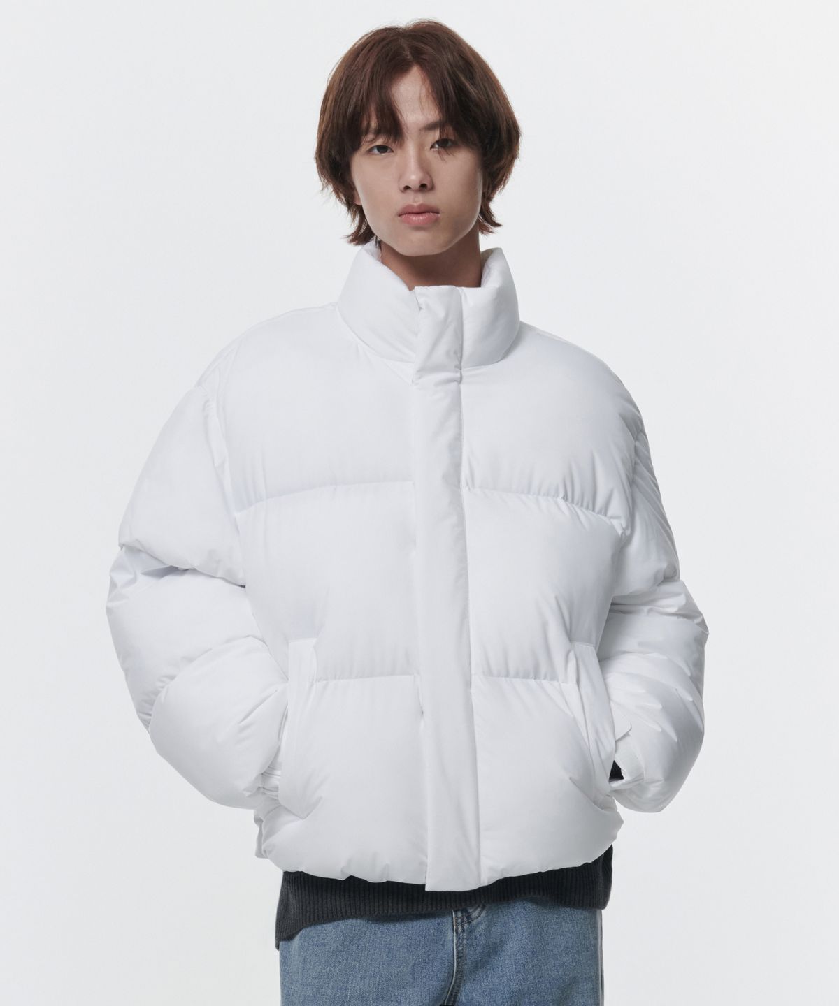 무신사 스탠다드(MUSINSA STANDARD) 데일리 푸퍼 숏 패딩 재킷 [화이트]