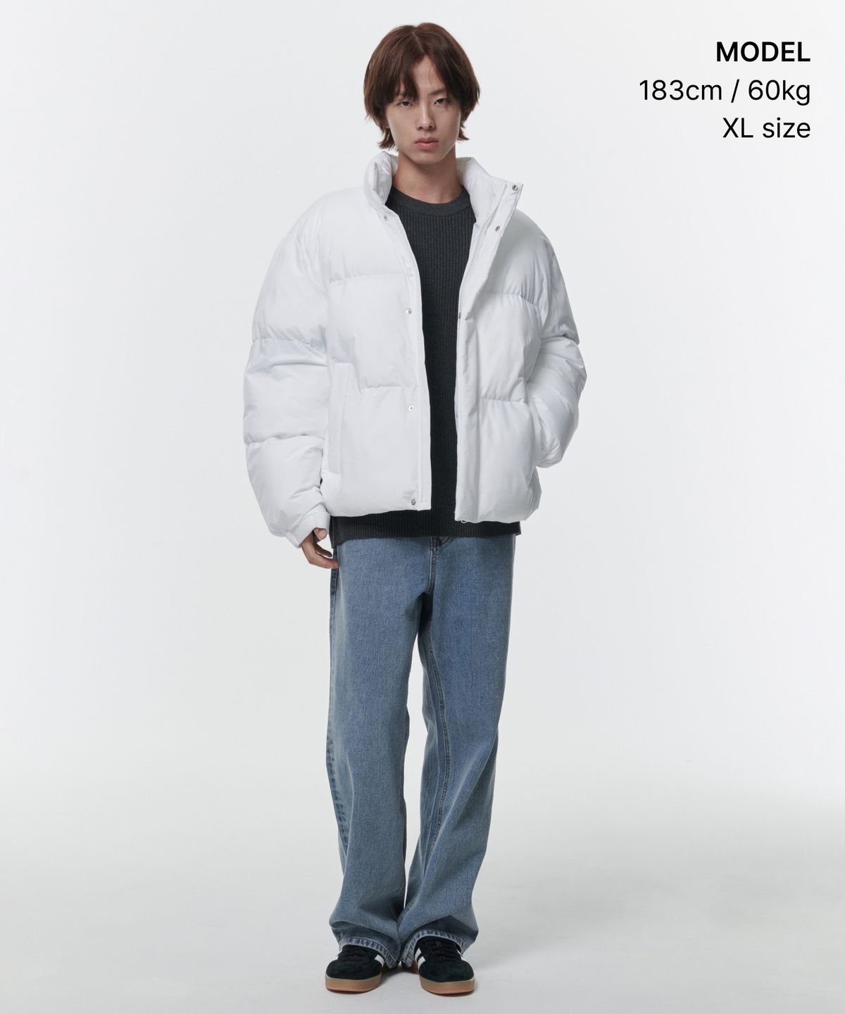 무신사 스탠다드(MUSINSA STANDARD) 데일리 푸퍼 숏 패딩 재킷 [화이트]