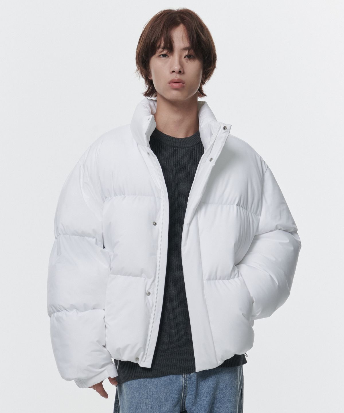 무신사 스탠다드(MUSINSA STANDARD) 데일리 푸퍼 숏 패딩 재킷 [화이트]
