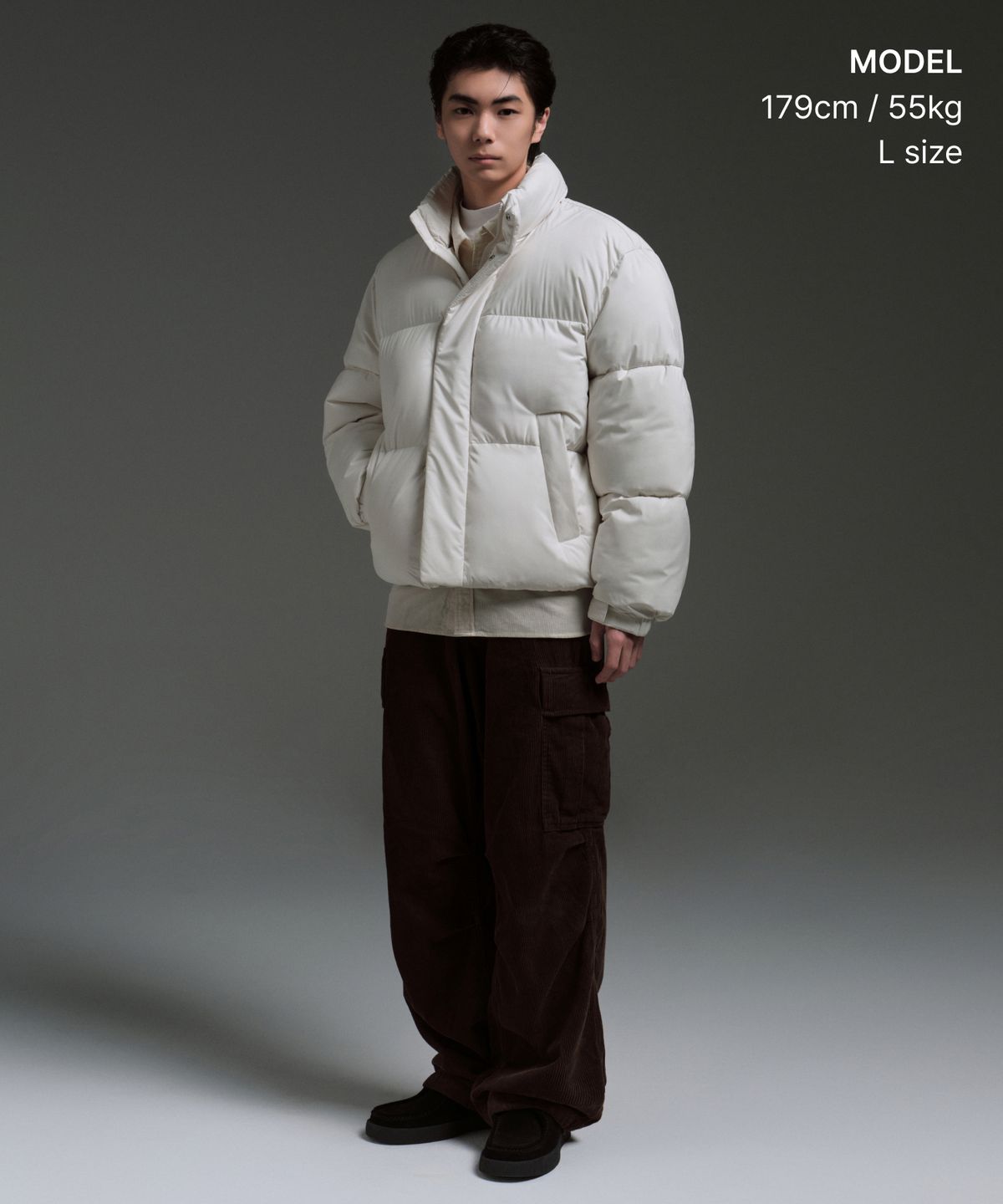 무신사 스탠다드(MUSINSA STANDARD) 데일리 푸퍼 숏 패딩 재킷 [더스티 크림]