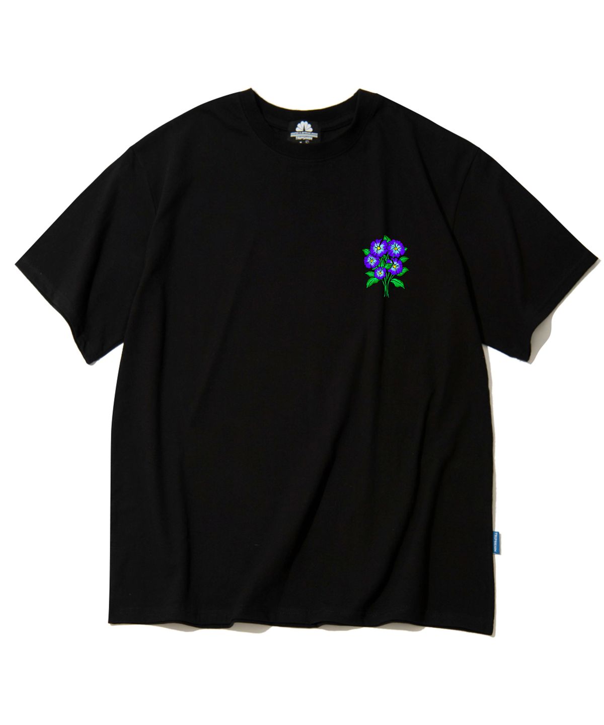 트립션(TRIPSHION) PURPLE FLOWER BUNDLE GRAPHIC 티셔츠 - 블랙