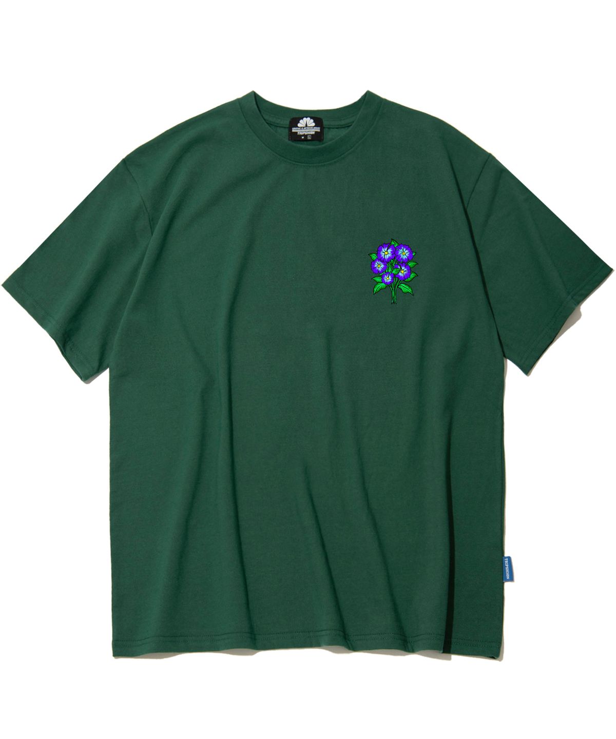 트립션(TRIPSHION) PURPLE FLOWER BUNDLE GRAPHIC 티셔츠 - 그린