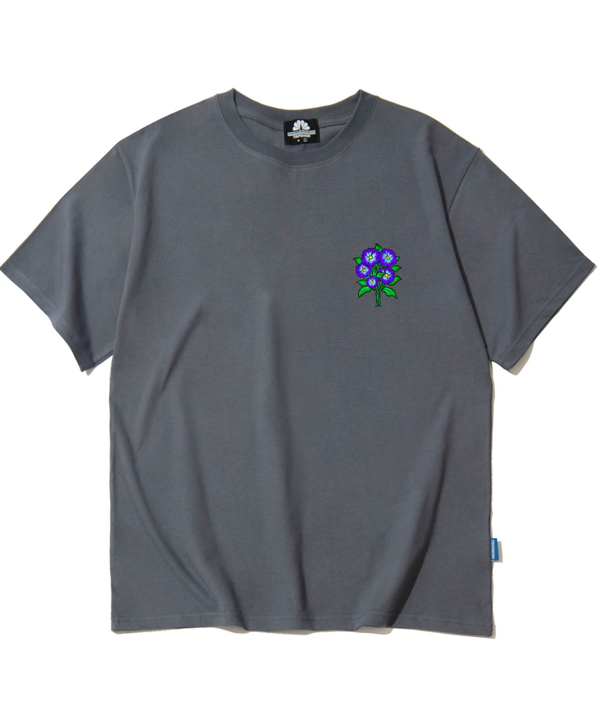 트립션(TRIPSHION) PURPLE FLOWER BUNDLE GRAPHIC 티셔츠 - 그레이