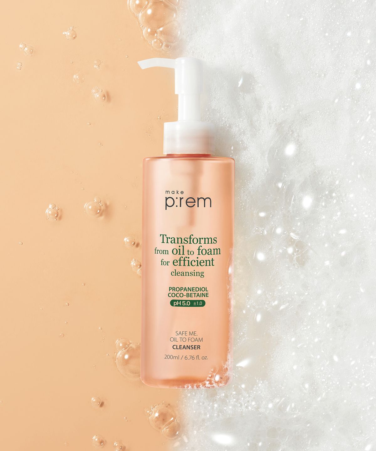 메이크프렘(MAKEPREM) 세이프 미 릴리프 오일 투 폼 클렌저 200ml