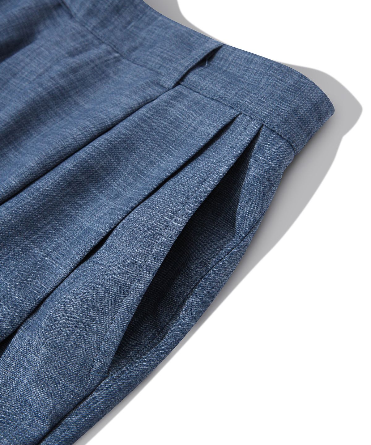 다이아몬드 레이라(DIAMOND LAYLA) Two-tuck wide banding slacks P14 Denim Texture Indigo